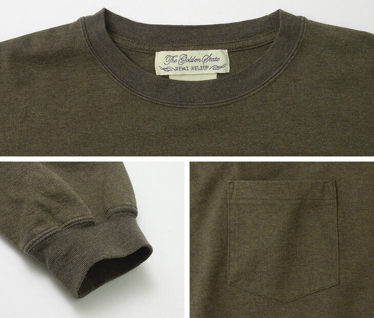 REMI RELIEF / Melange jersey long sleeve crew pocket T-shirt