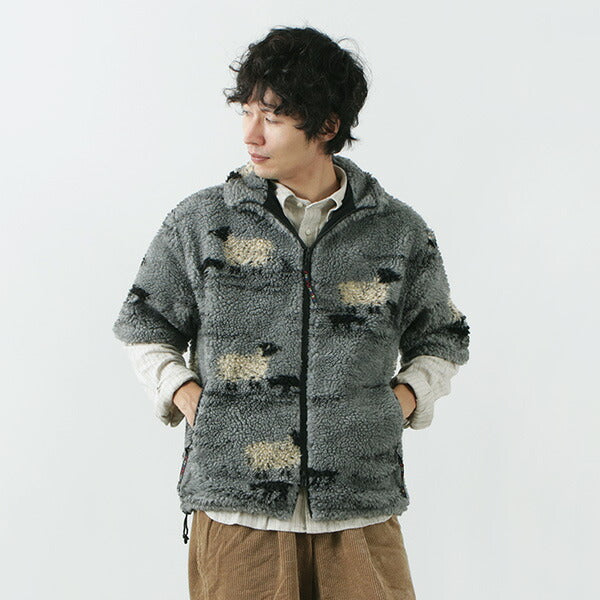 Farfield Original / Jacquard Weave Boa Sleeve Fell Fell Jacket