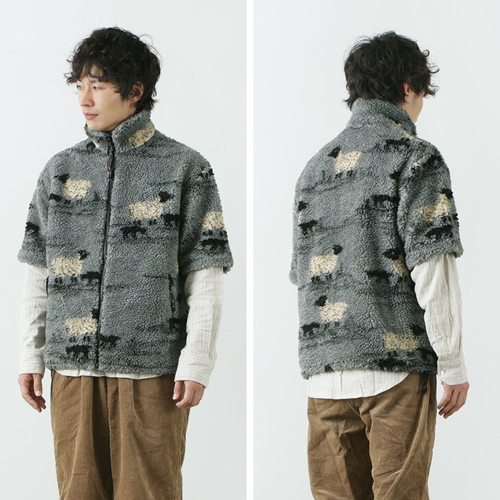 Farfield Original / Jacquard Weave Boa Short Sleeve Fell Jacket