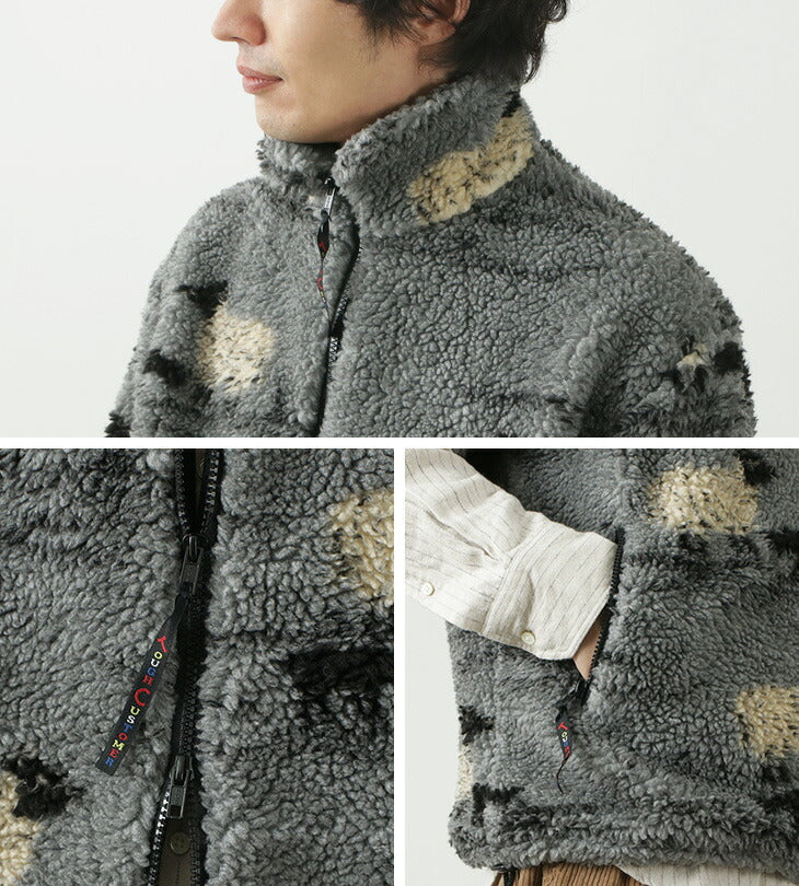 Farfield Original / Jacquard Weave Boa Sleeve Fell Fell Jacket