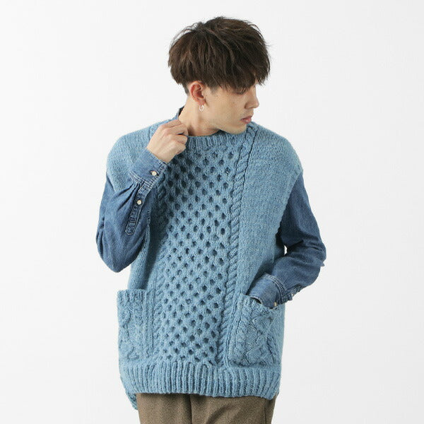 SLOW HANDS / Vegetable Dye Aran Drop Shoulder Knit Vest