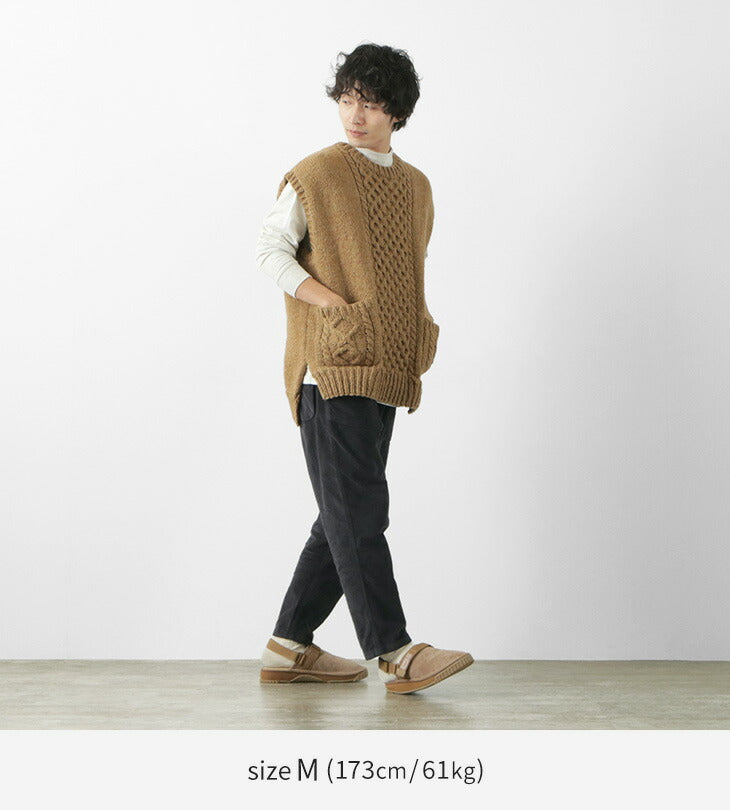 SLOW HANDS / Vegetable Dye Aran Drop Shoulder Knit Vest