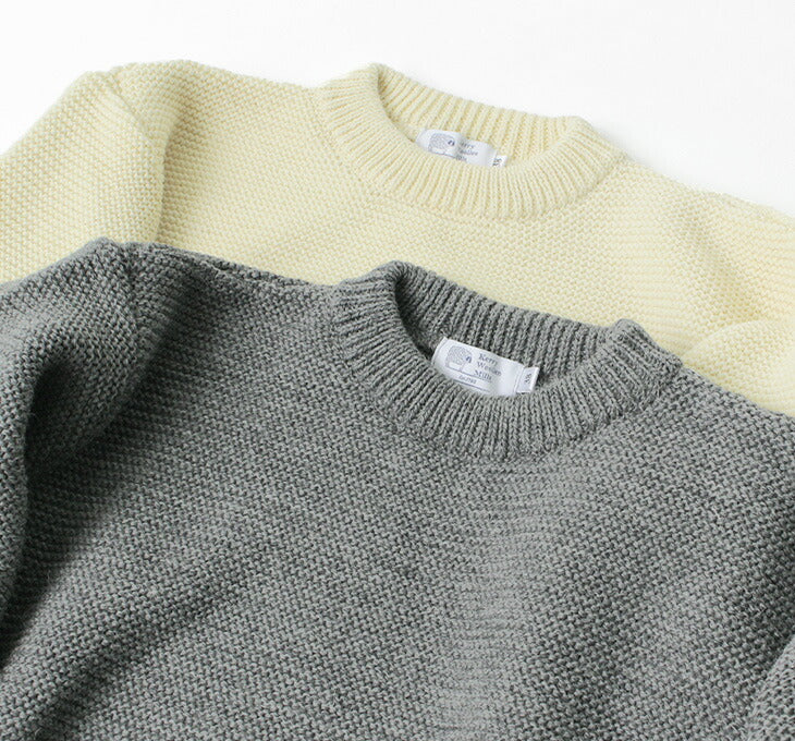 KERRY WOOLLEN MILLS / 5 Gauge 2 Ply Pearl Stitch Drop Shoulder Crew Neck Knit