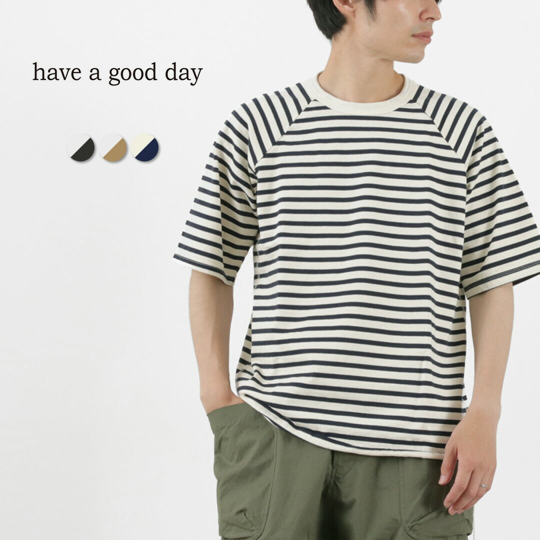 HAVE A GOOD DAY / Stripe Loose Short Sleeve T-Shirt