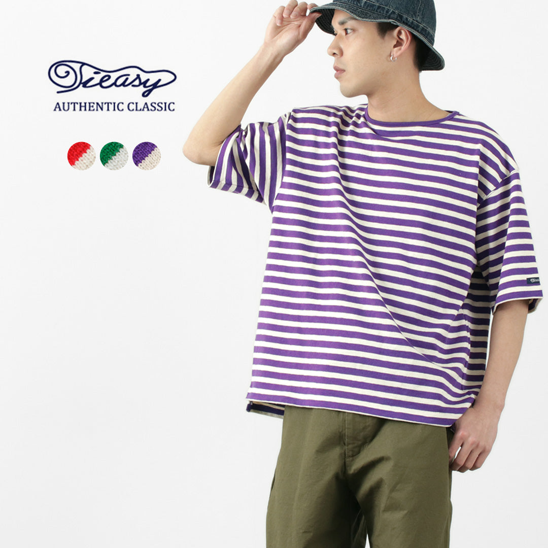 TIEASY / HDCS Big stripe boat-neck T-shirt