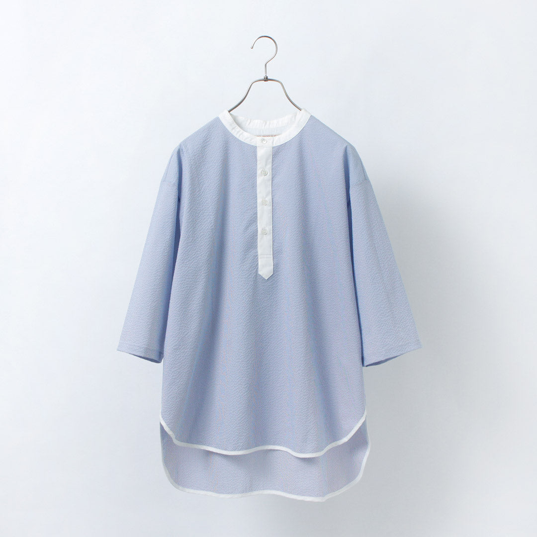 Rococo / Woven Ceersucker Henley Neck T恤