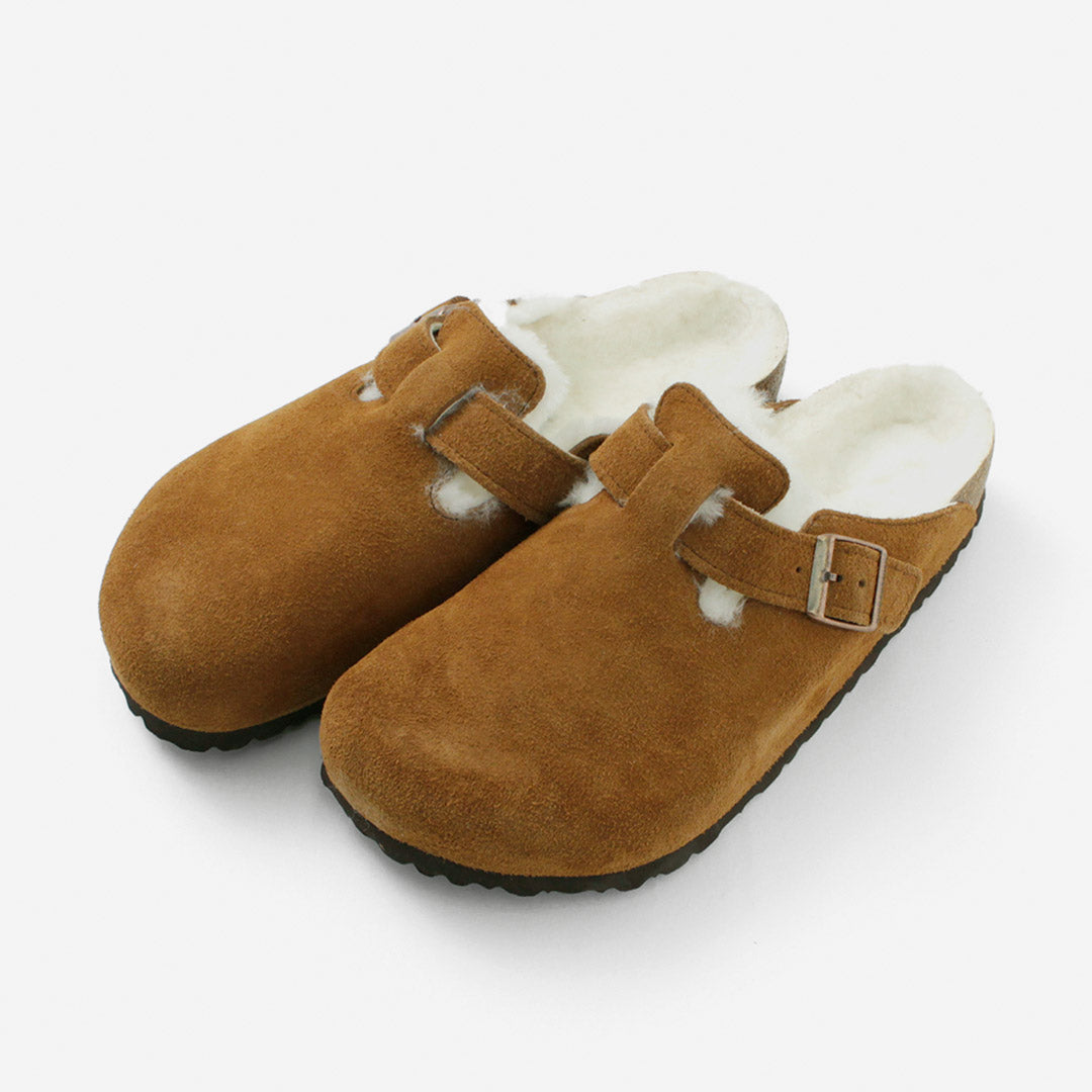 Birkenstock /波士頓剪力絨面革皮草涼鞋