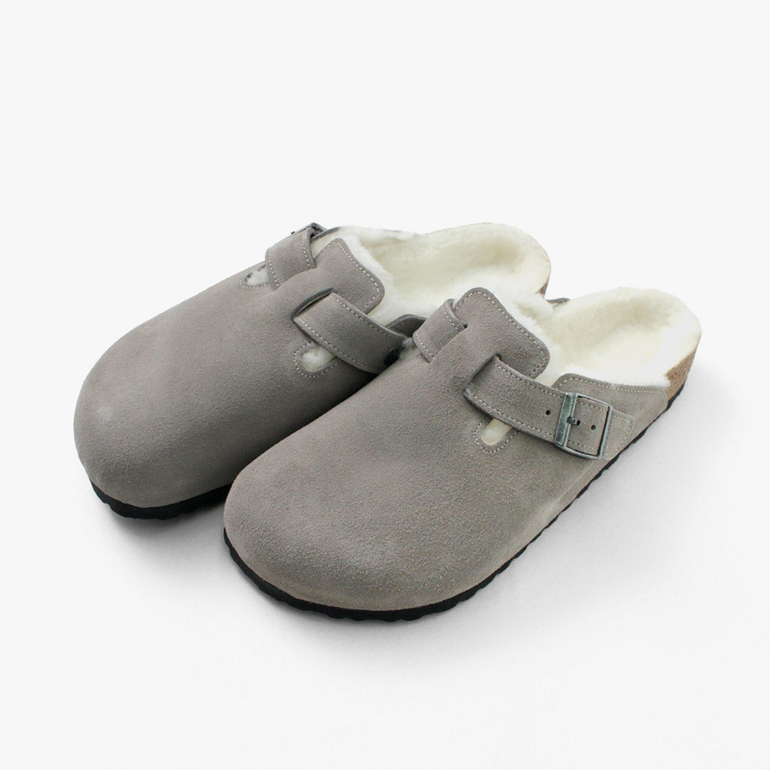 Birkenstock /波士頓剪力絨面革皮草涼鞋