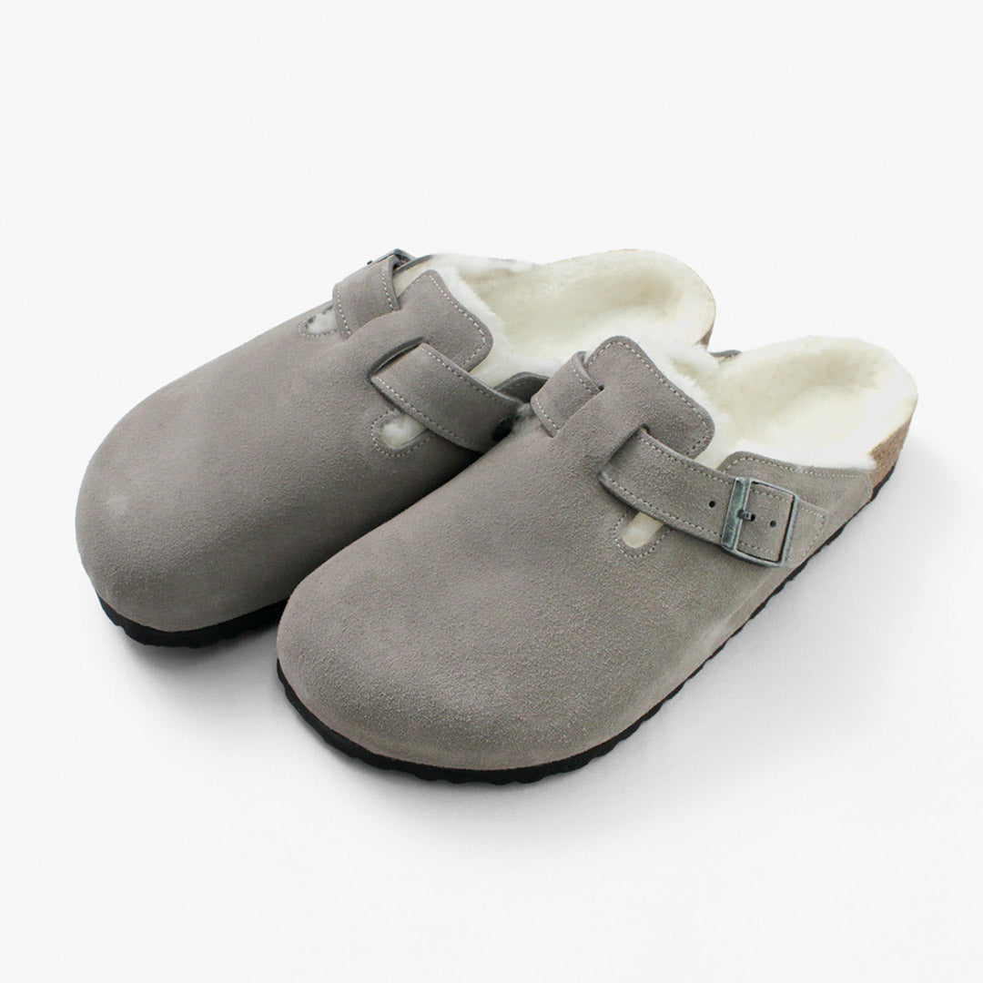 Birkenstock /波士頓剪力絨面革皮草涼鞋