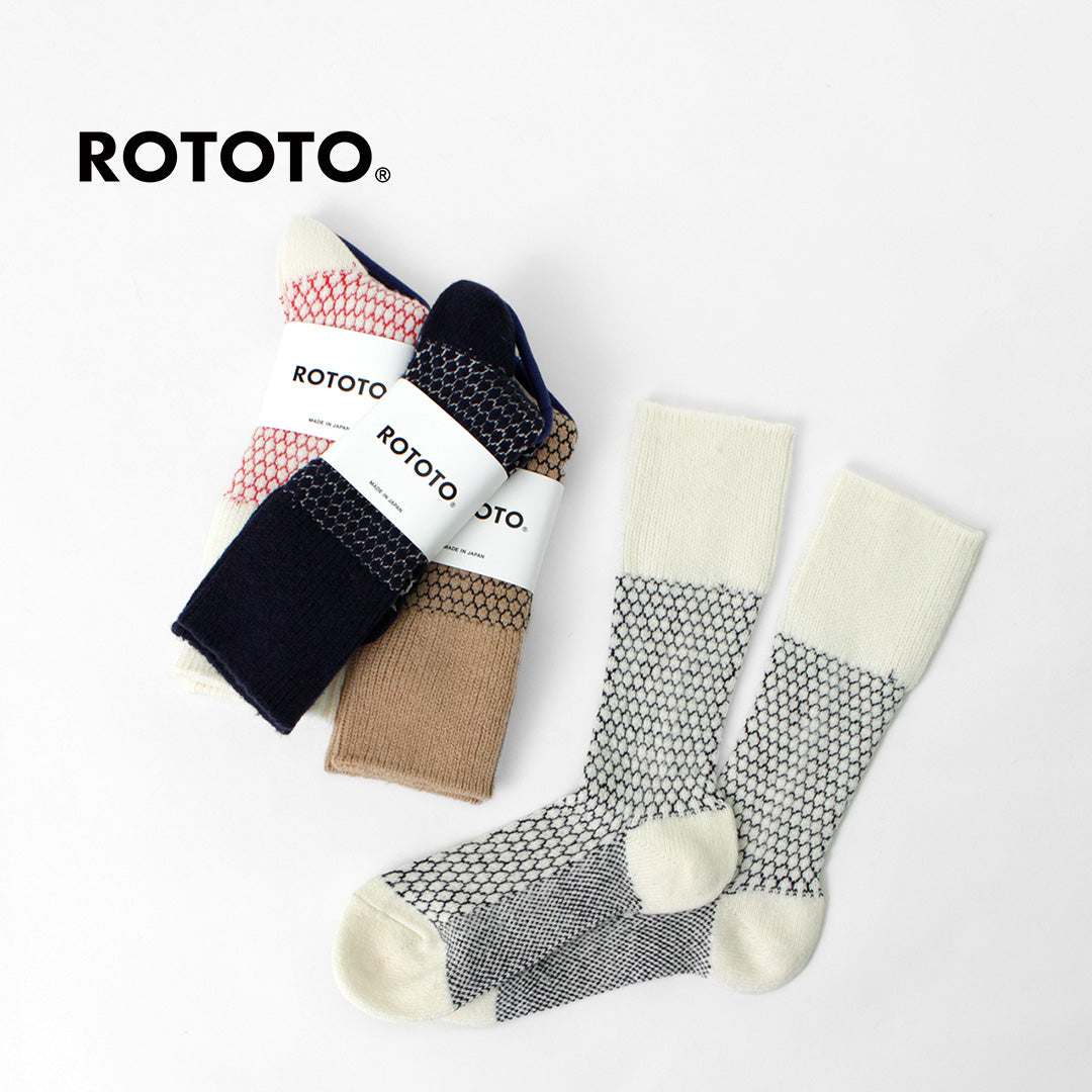 ROTOTO / Woolen Jacquard Crew Socks Popcorn