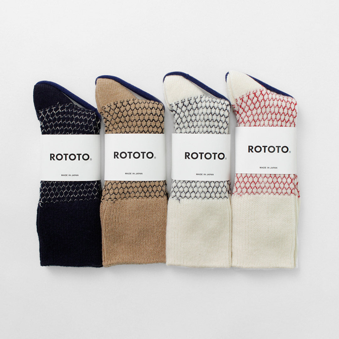 ROTOTO / Woolen Jacquard Crew Socks Popcorn