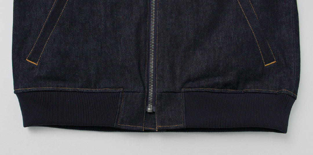 Jean Blue Jeans / 13.5oz chaqueta de bombardero de mezclilla crujiente