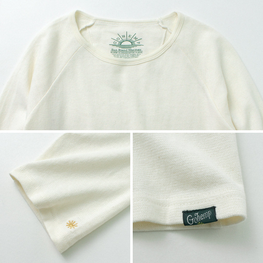 GOHEMP / Sunblend warmer Baseball sleeve crew t-shirt