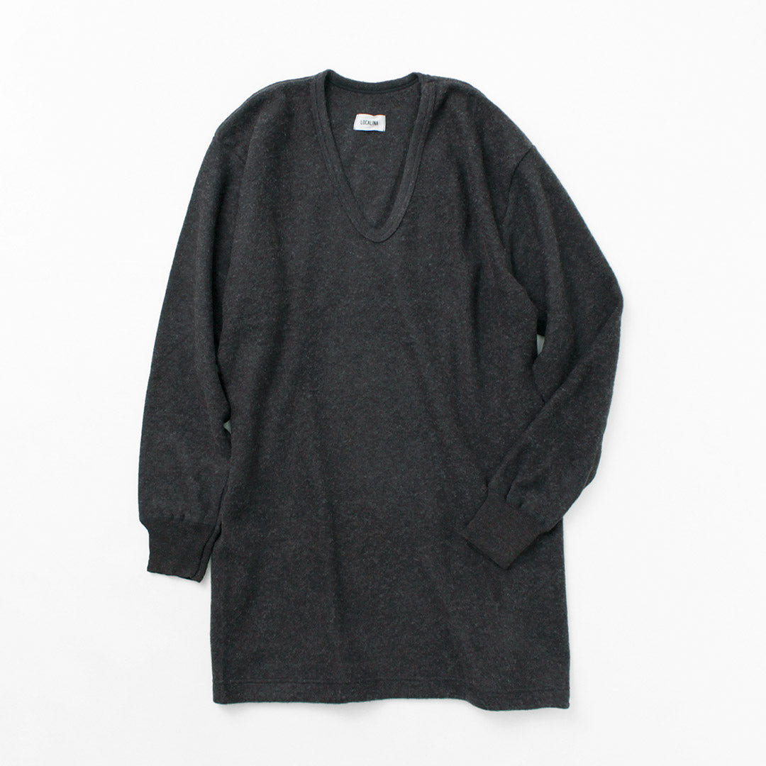 LOCALINA MERIYASU / U-Neck Cashmere Blend Long Sleeve Inner