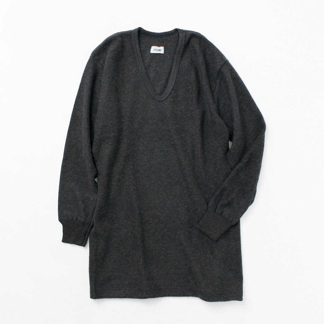 LOCALINA MERIYASU / U-Neck Cashmere Blend Long Sleeve Inner