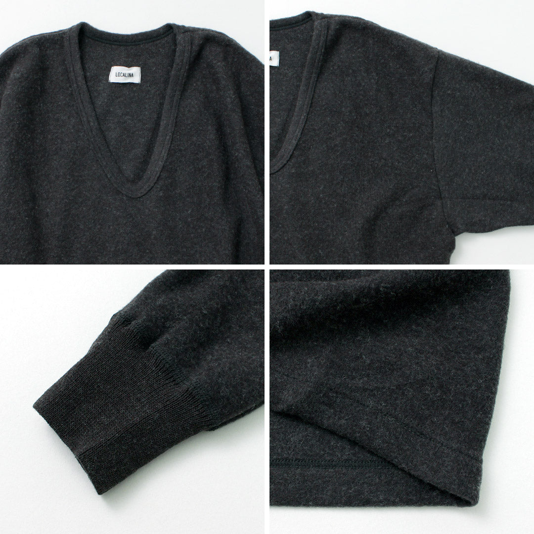 LOCALINA MERIYASU / U-Neck Cashmere Blend Long Sleeve Inner