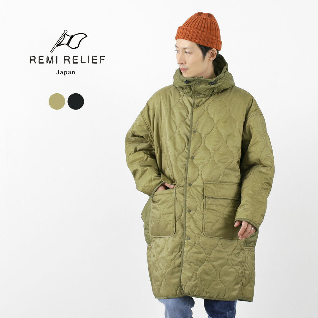 Remi relief / nylon rip gourd matelted mantel hoodie