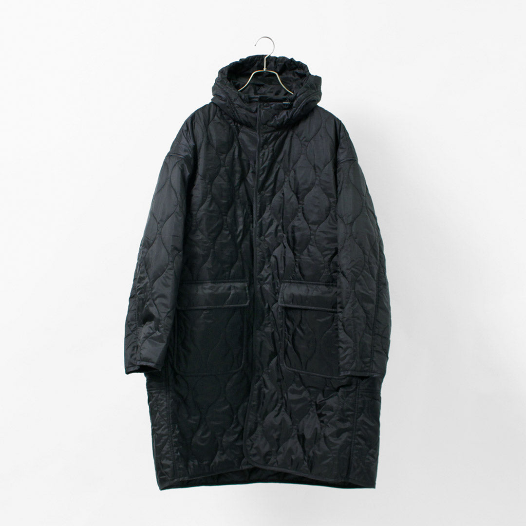 REMI RELIEF / Nylon Rip Gourd Quilted Coat Hoodie