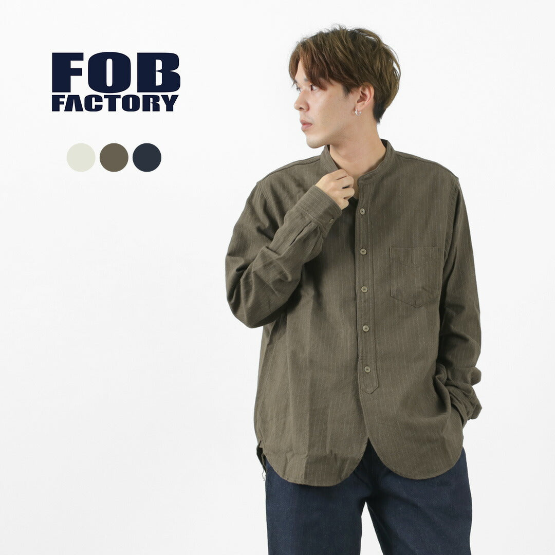 FOB Fábrica / F3485 C / W Stripe Bandcollar Camiseta