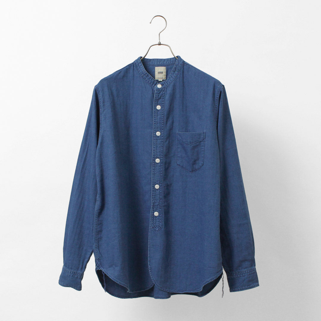 FOB 공장 / F3486 INDIGO HERINGBORN BANDCOLLAR 셔츠