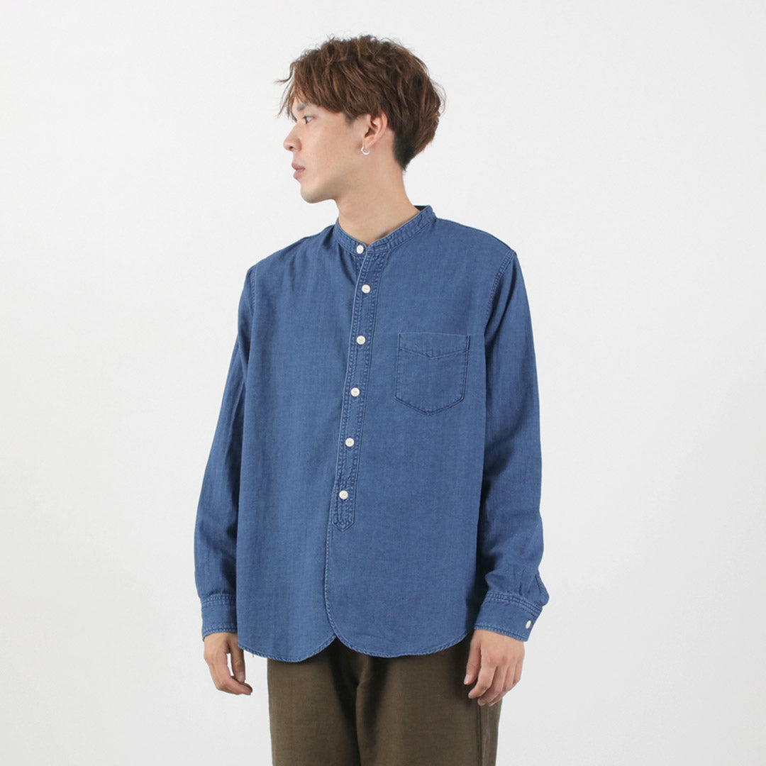 FOB 공장 / F3486 INDIGO HERINGBORN BANDCOLLAR 셔츠