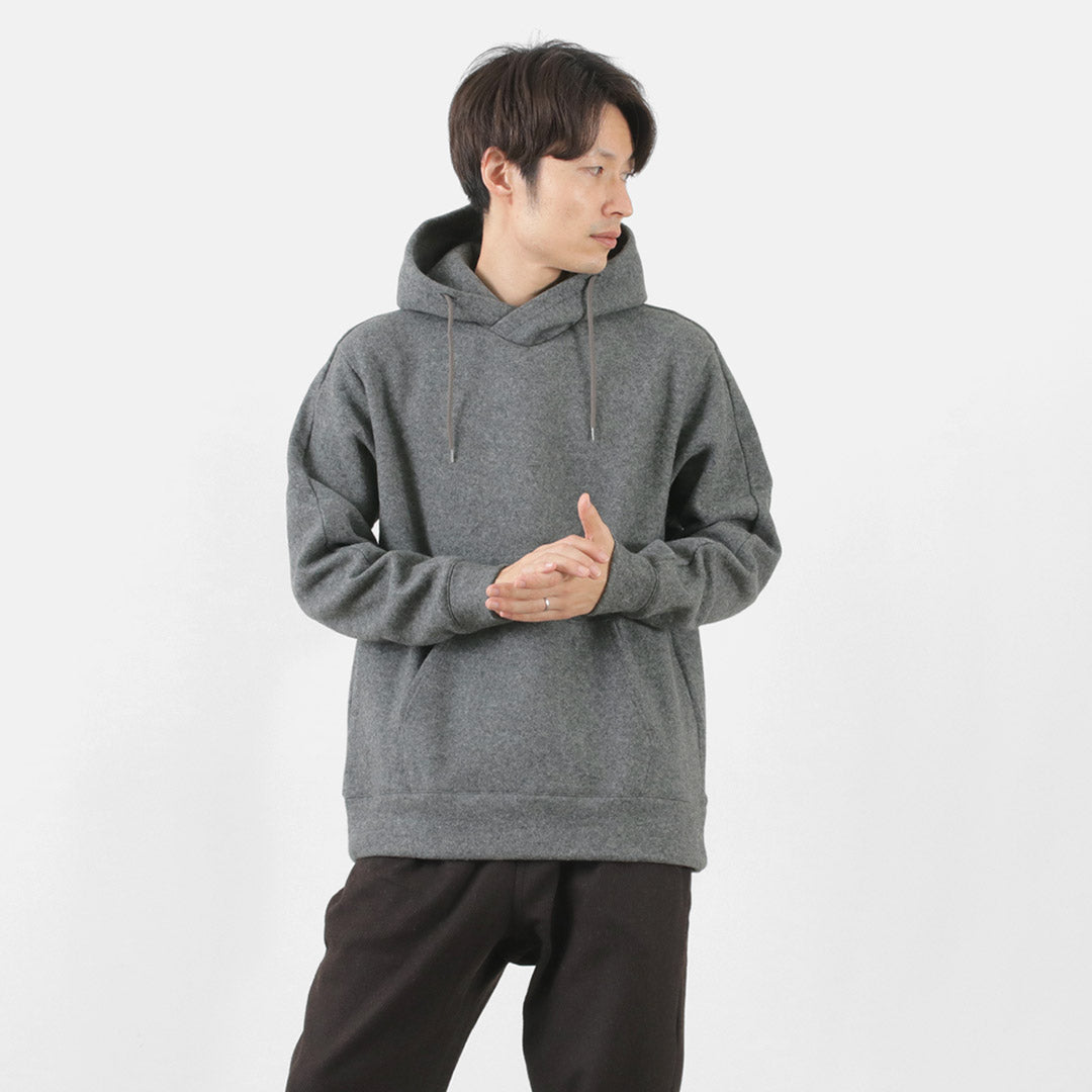 Re fait à Tokyo Japan / Wool Melton Pullover Hoodie