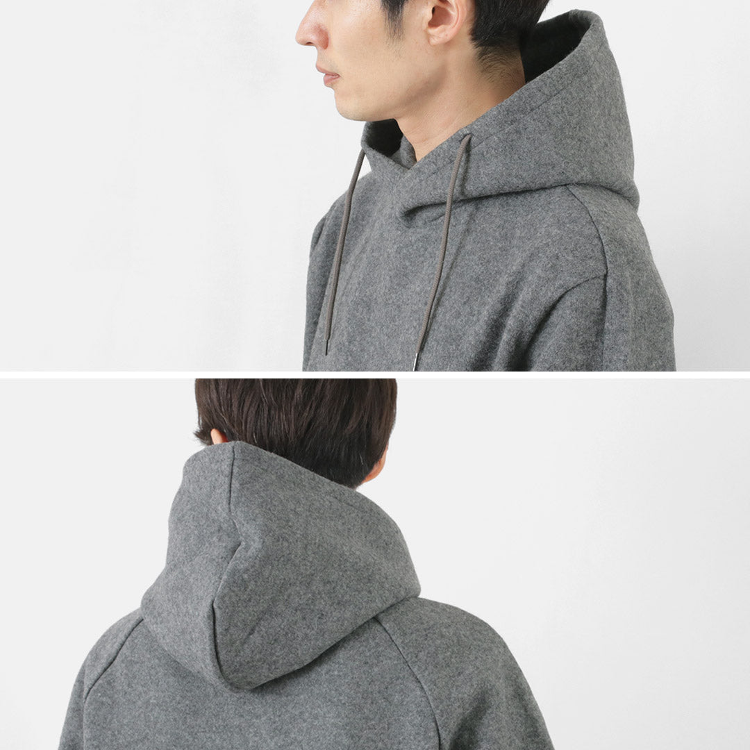 Re fait à Tokyo Japan / Wool Melton Pullover Hoodie