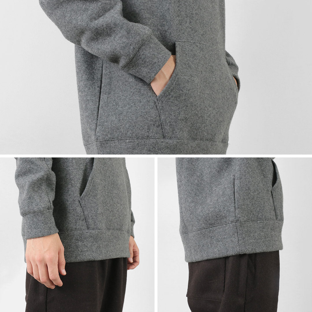 Re fait à Tokyo Japan / Wool Melton Pullover Hoodie