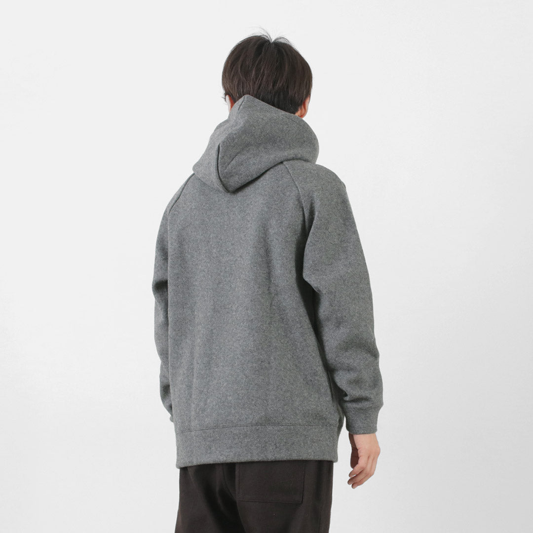 Re fait à Tokyo Japan / Wool Melton Pullover Hoodie