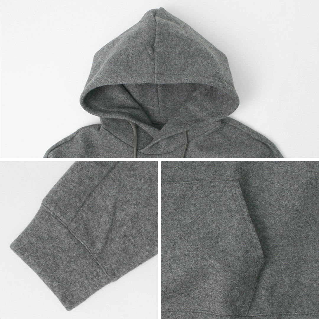 Re fait à Tokyo Japan / Wool Melton Pullover Hoodie