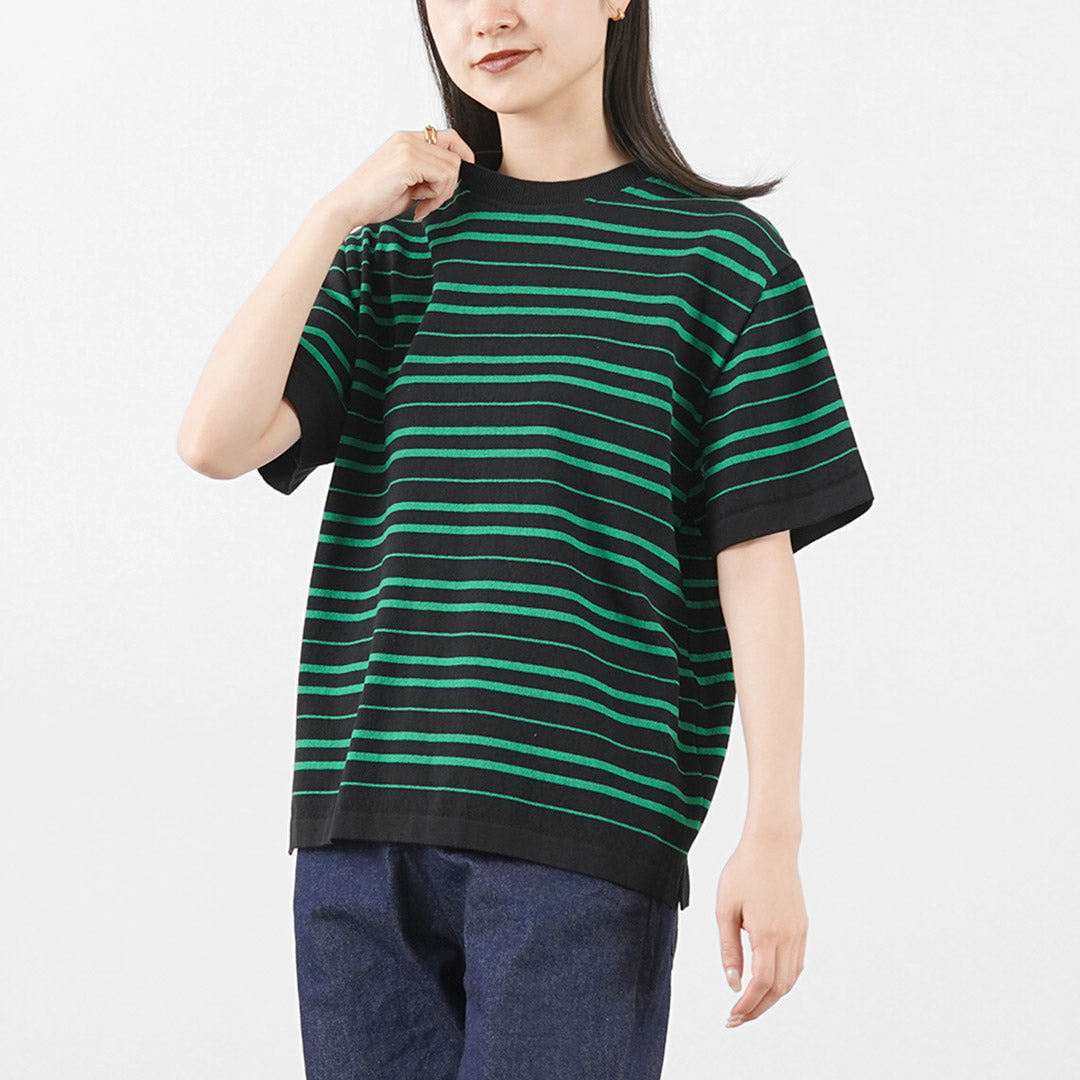 YONETOMI NEW BASIC / Light Wave Cotton Knitted Pullover T-shirt