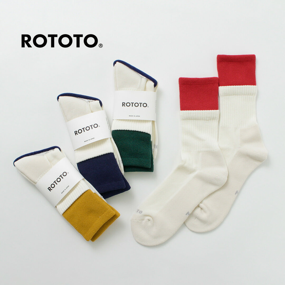 Rototo / R1421 Chaussettes d'équipage à double couche en coton biologique