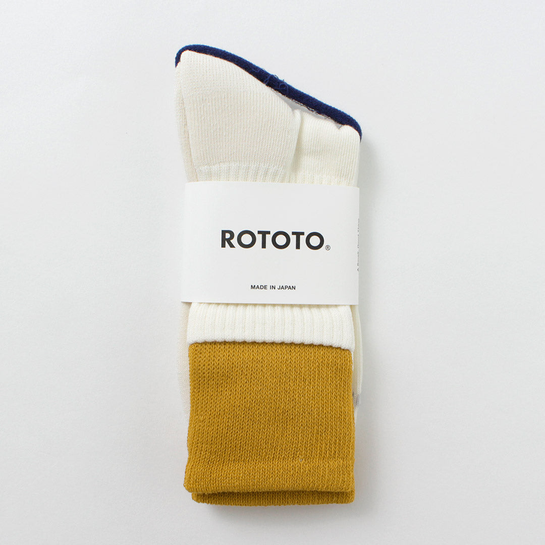 Rototo / R1421 Chaussettes d'équipage à double couche en coton biologique