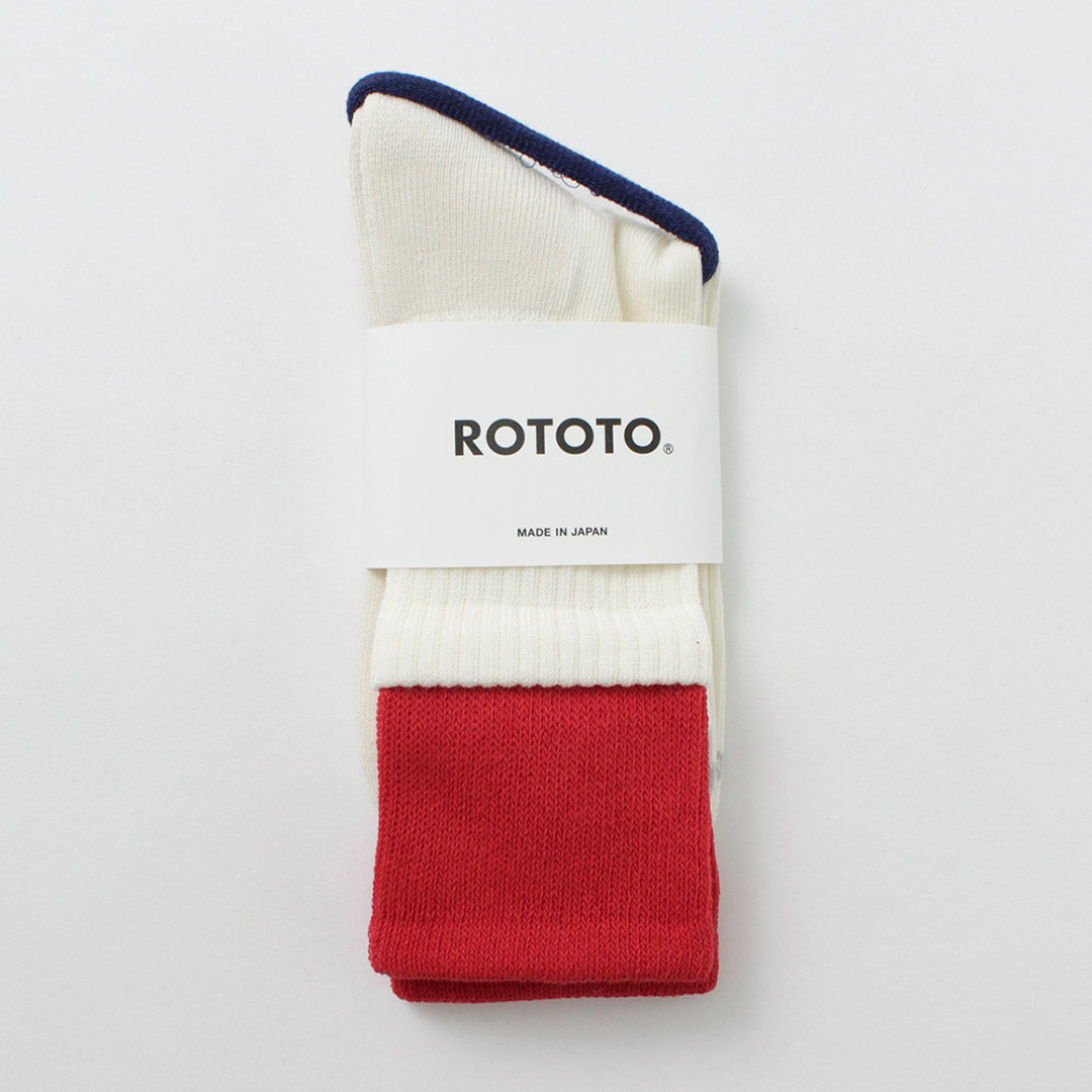 Rototo / R1421 Chaussettes d'équipage à double couche en coton biologique