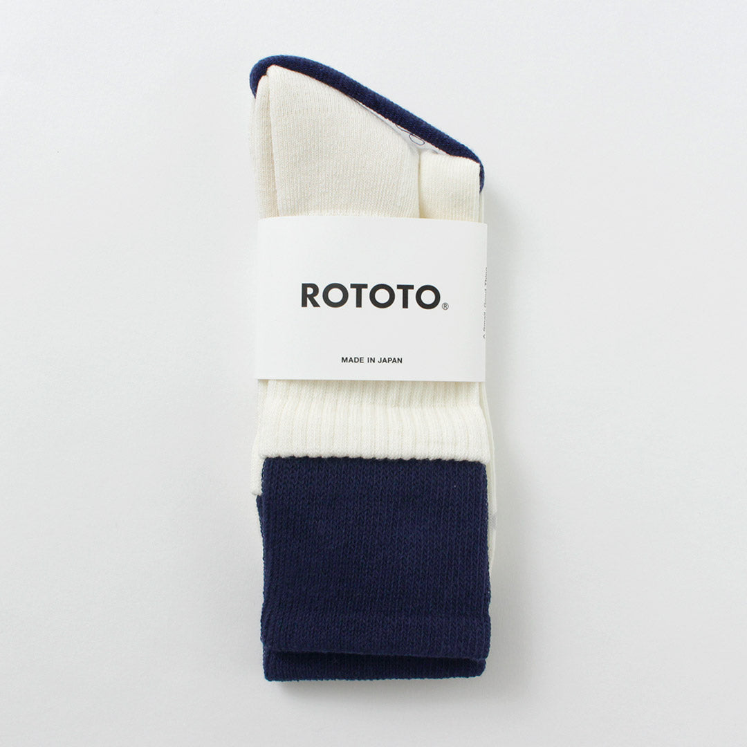 Rototo / R1421 Chaussettes d'équipage à double couche en coton biologique