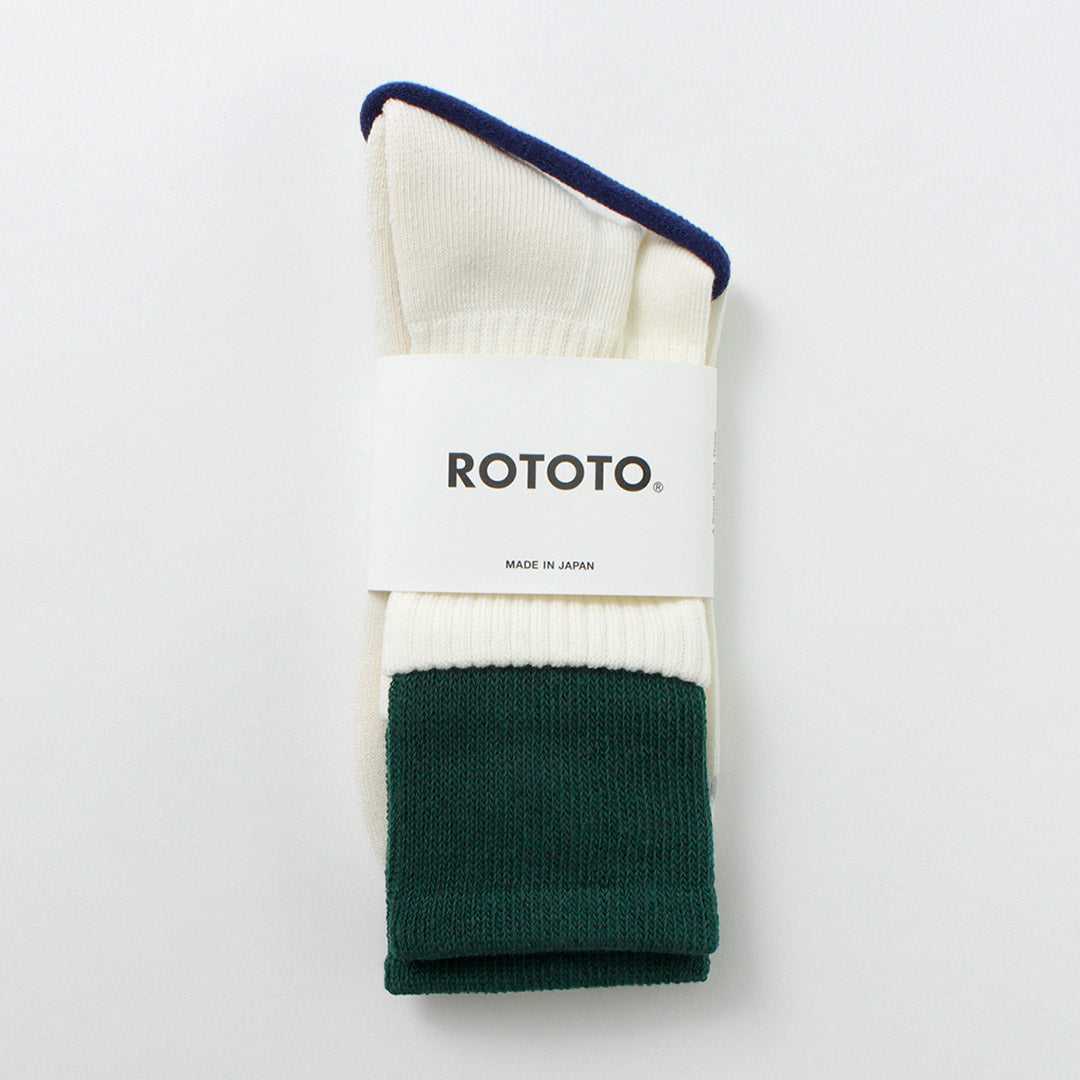 Rototo / R1421 Chaussettes d'équipage à double couche en coton biologique