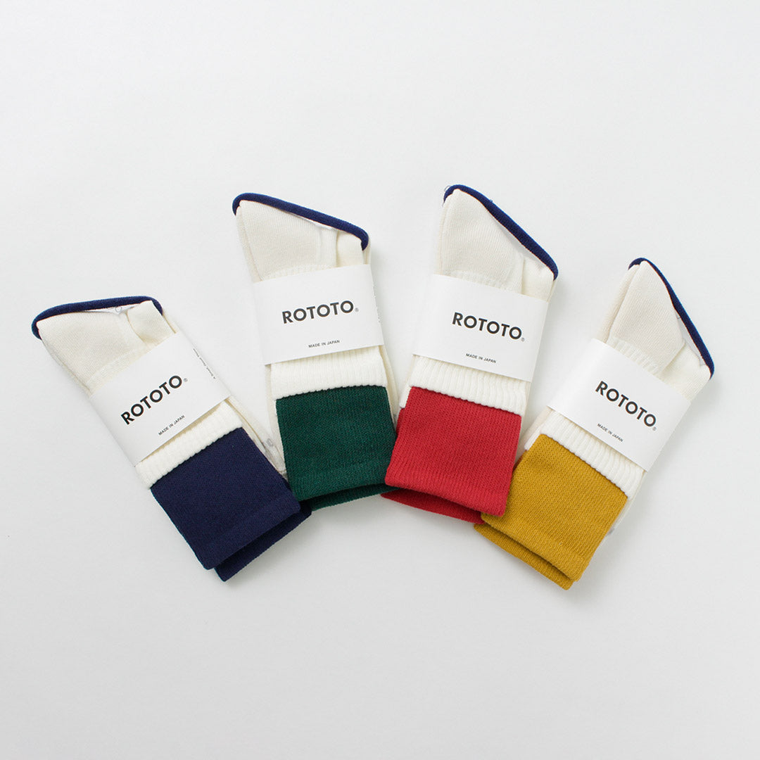 Rototo / R1421 Chaussettes d'équipage à double couche en coton biologique