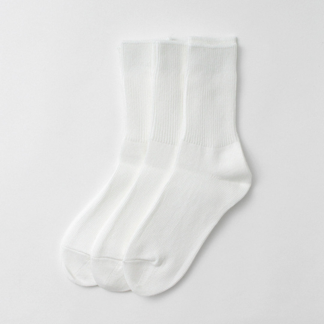 ROTOTO / R1427 Organic Daily 3 Pack Ribbed Crew Socks