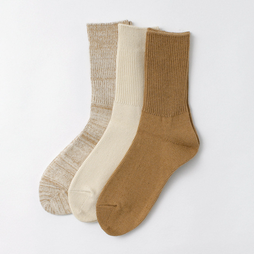 ROTOTO / R1427 Organic Daily 3 Pack Ribbed Crew Socks