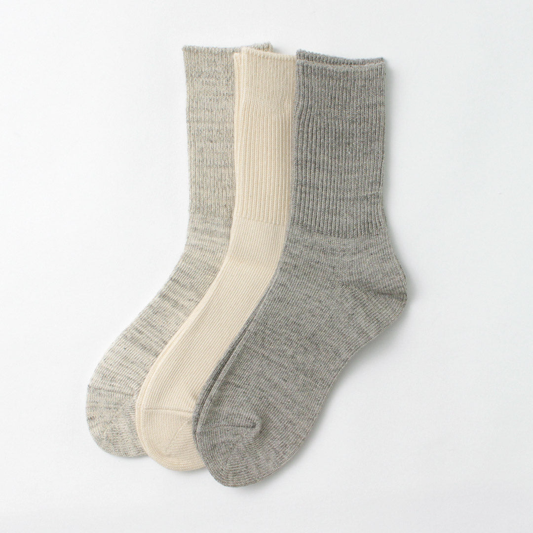 ROTOTO / R1427 Organic Daily 3 Pack Ribbed Crew Socks