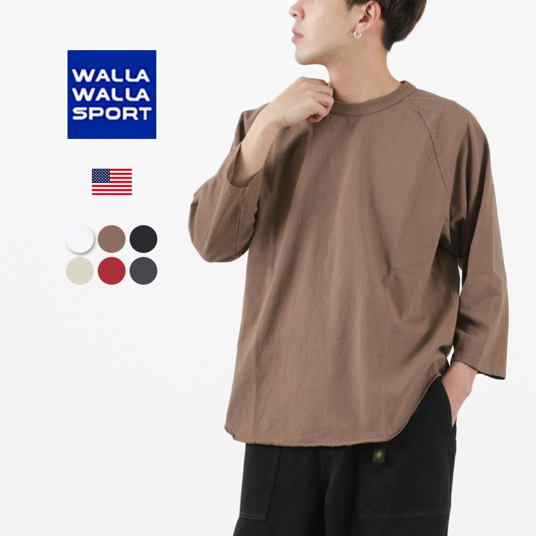 WALLA WALLA SPORT / Three quarter sleeves Baseball T-Shirt Solid