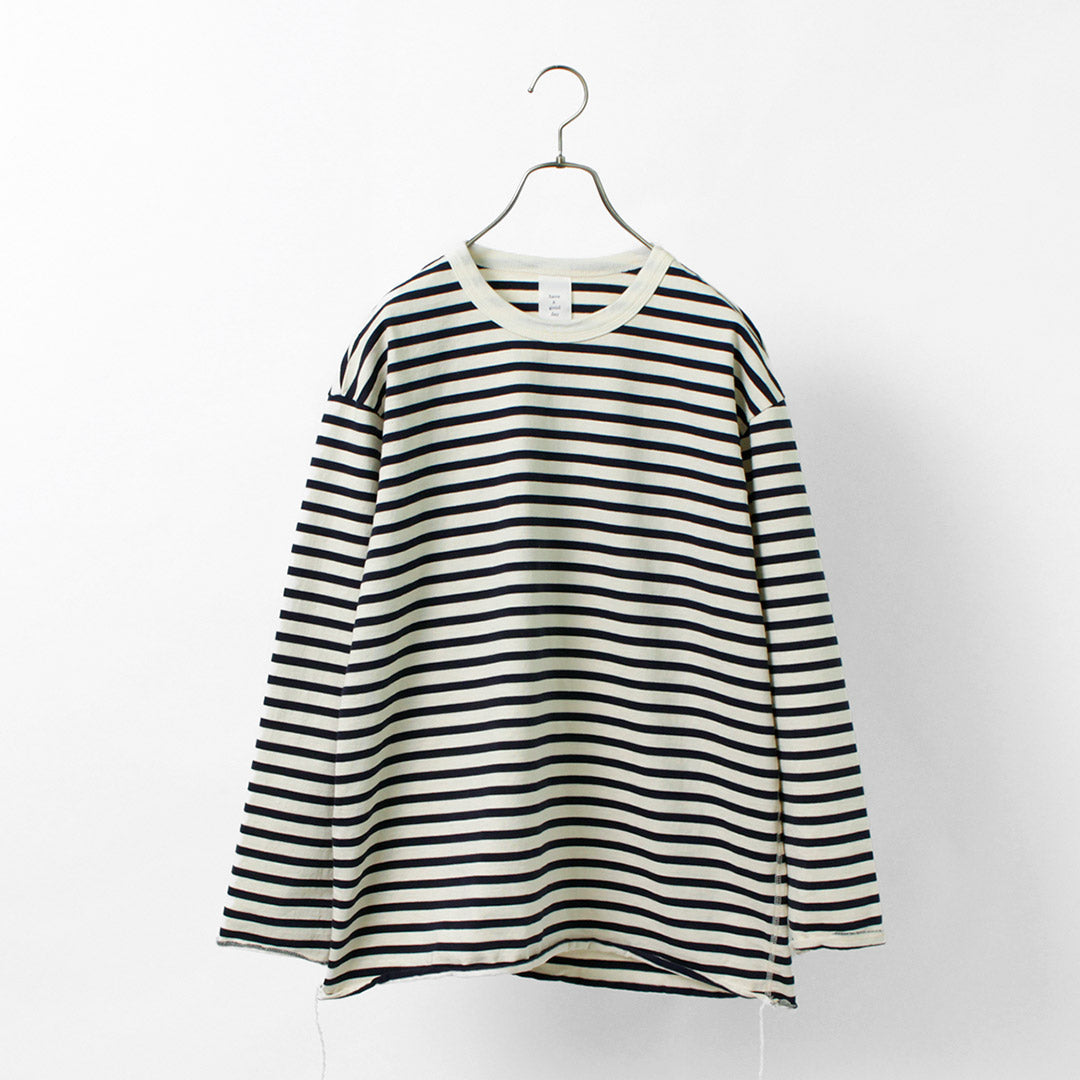 HAVE A GOOD DAY / Striped Loose Long Sleeve T-Shirt