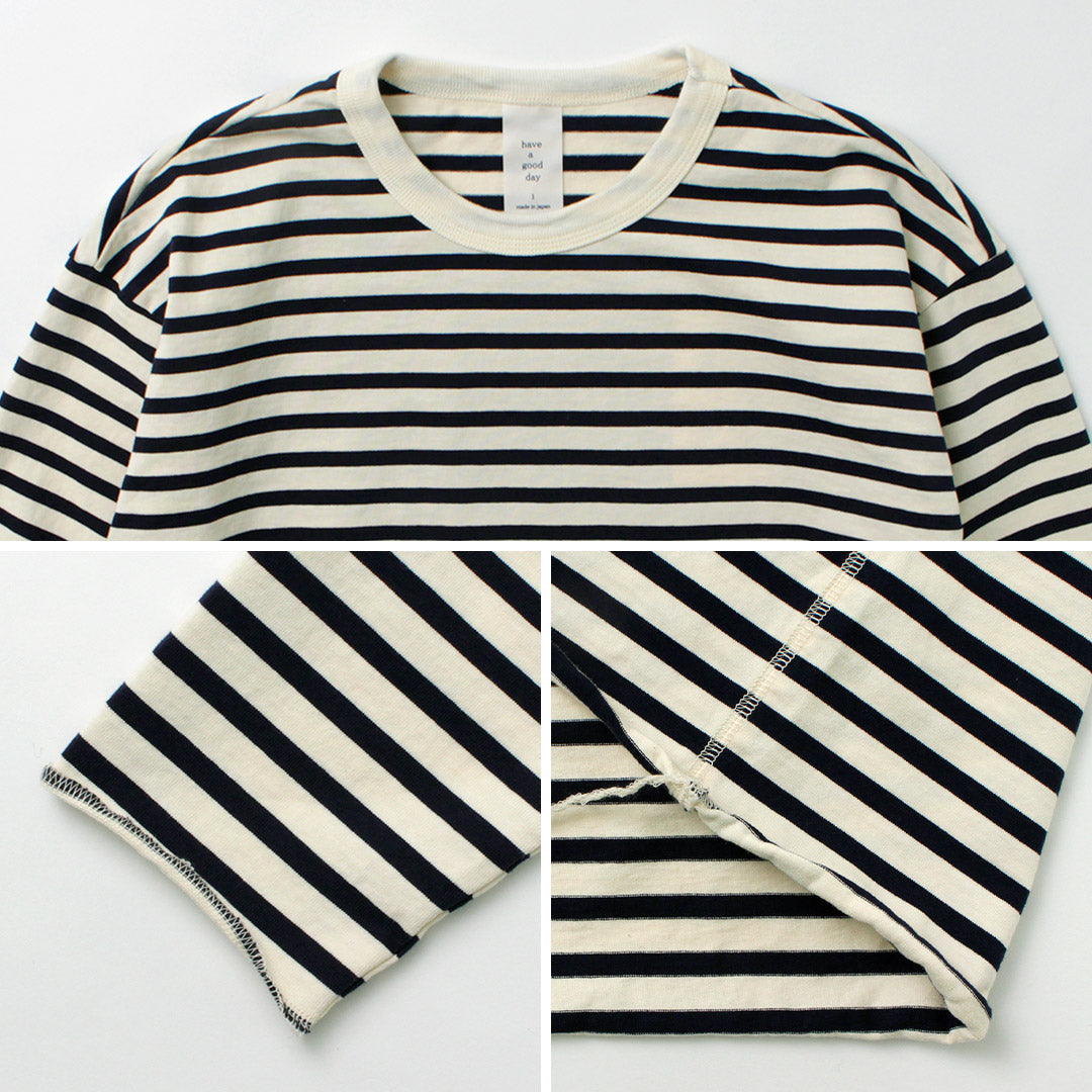 HAVE A GOOD DAY / Striped Loose Long Sleeve T-Shirt