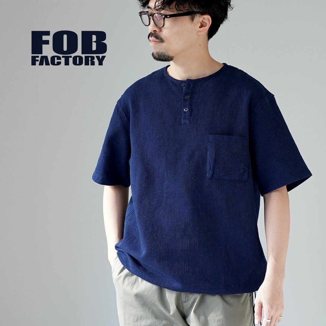 FOB FACTORY / F3493 靛蓝华夫格 T 恤