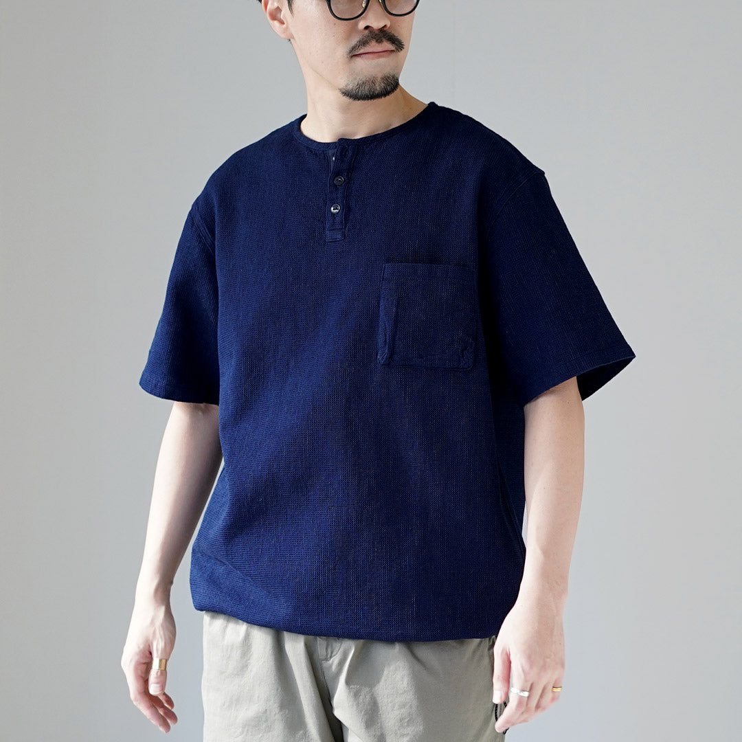 FOB FACTORY / F3493 Indigo Waffle T-shirt