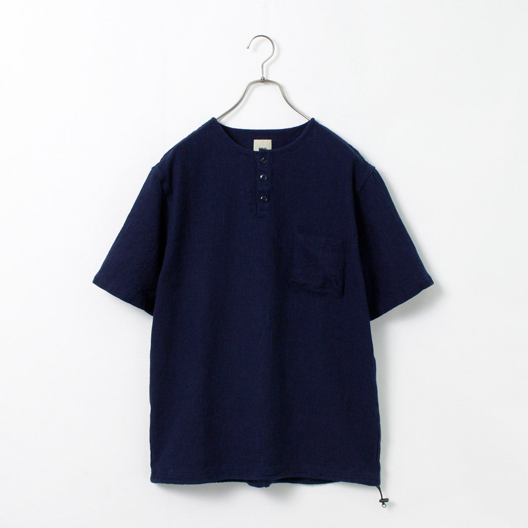 FOB FACTORY / F3493 Indigo waffle T-shirt