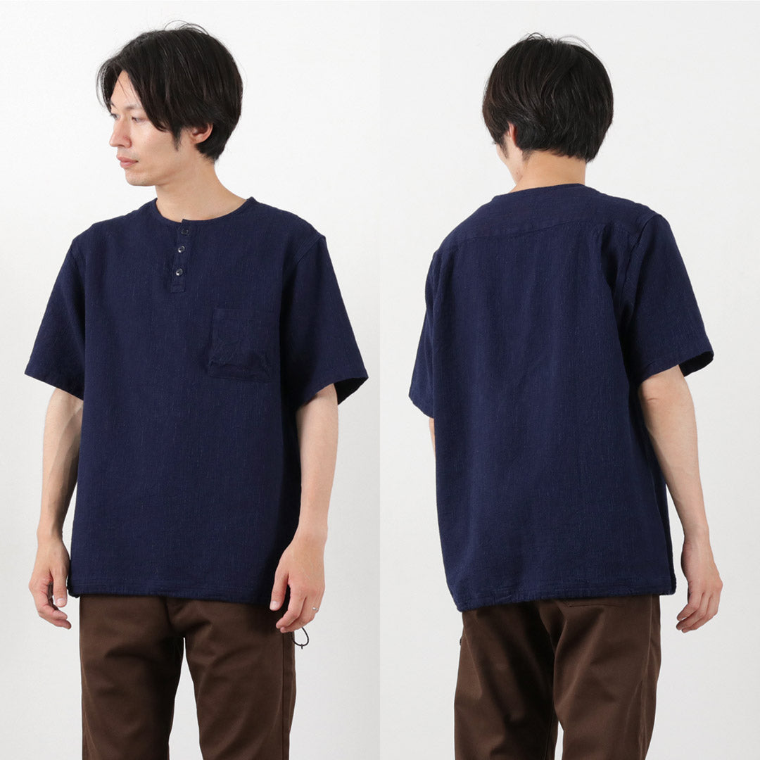 FOB FACTORY / F3493 Indigo waffle T-shirt