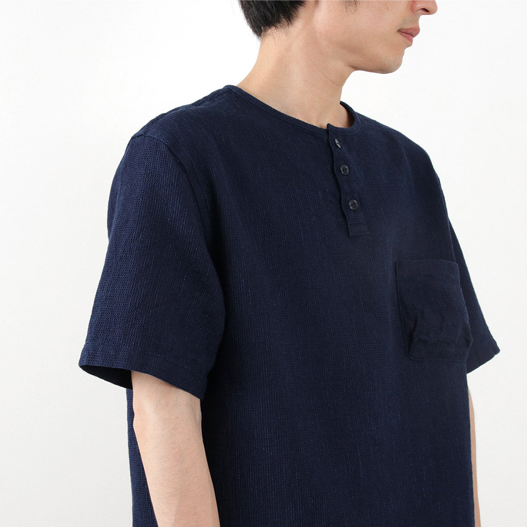 Fob Factory / F3493 T-shirt Waffle Indigo Waffle