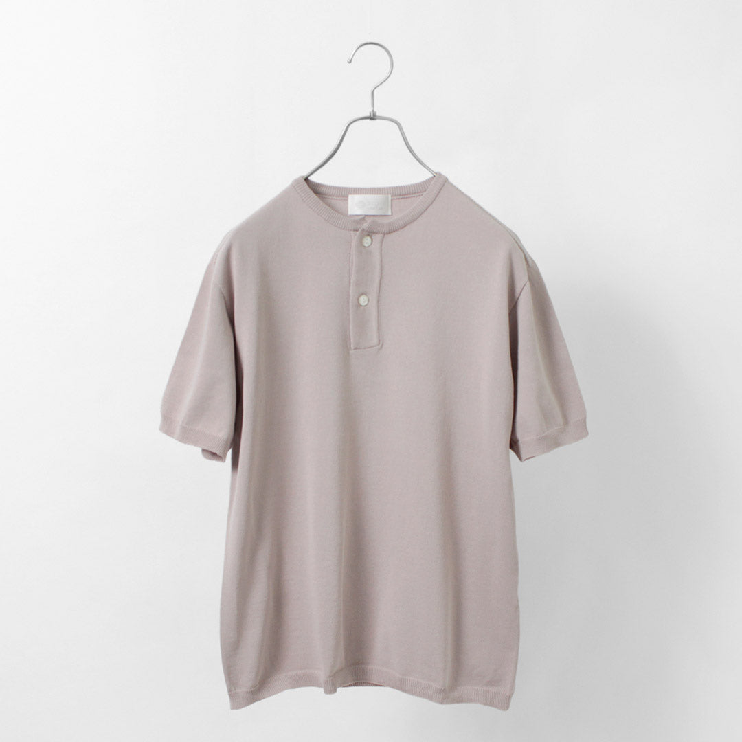 Soglia / Cotton Fitted Seamless Henry Neck Knit Tee