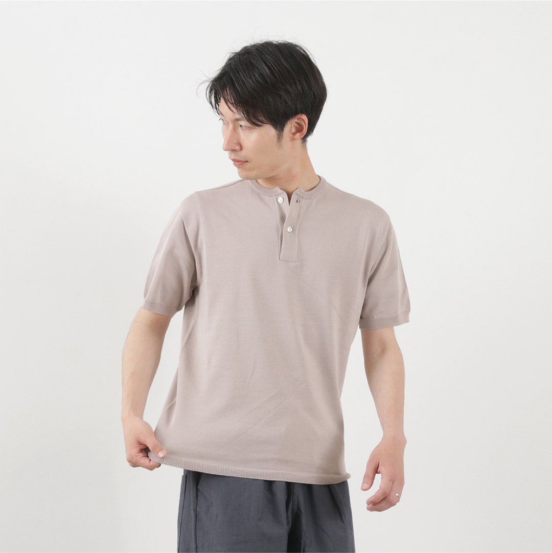 Soglia / Cotton Fitted Seamless Henry Neck Knit Tee